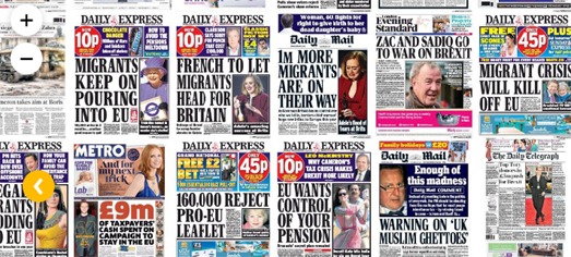 Anti-European Gutter Press Headlnes