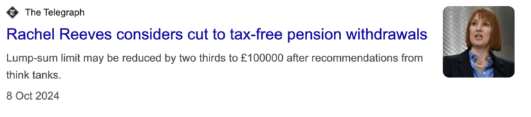 Rachel Reeves Tax Cut to Pension Withdrawls