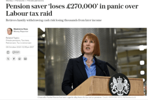 Telegraph Headlines - Pensions Saver Loses 270k in Panic over Labour Budget